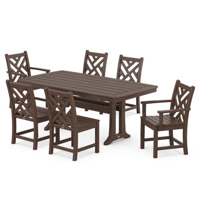 Chippendale 7-Piece Outdoor Dining Set with Trestle Legs