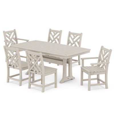 Chippendale 7-Piece Outdoor Dining Set with Trestle Legs