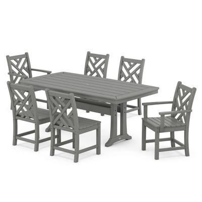 Chippendale 7-Piece Outdoor Dining Set with Trestle Legs