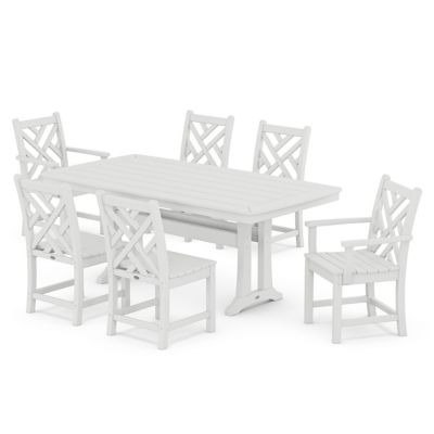 Chippendale 7-Piece Outdoor Dining Set with Trestle Legs