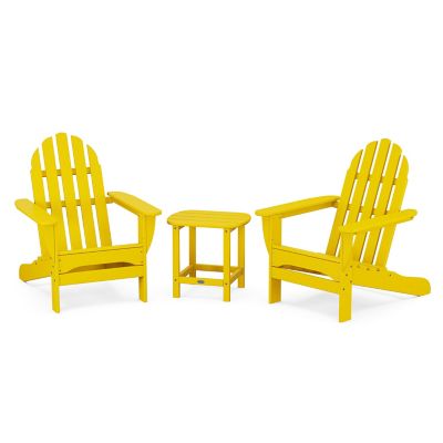 Classic 3-Piece Outdoor Adirondack Set with South Beach Side Table
