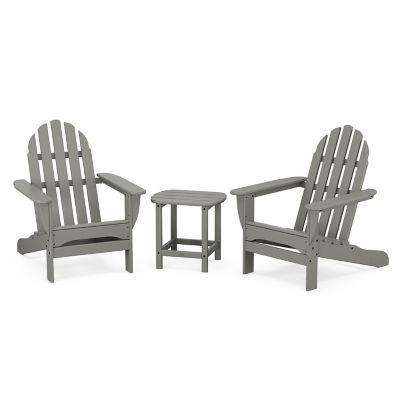 Classic 3-Piece Outdoor Adirondack Set with South Beach Side Table
