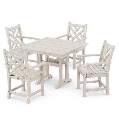 Chippendale Outdoor 5 Piece Farmhouse Trestle Arm Chair Dining Set
