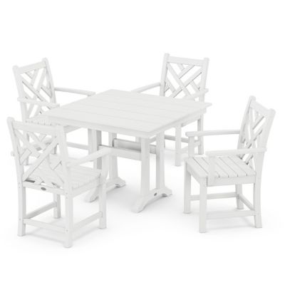 Chippendale Outdoor 5 Piece Farmhouse Trestle Arm Chair Dining Set