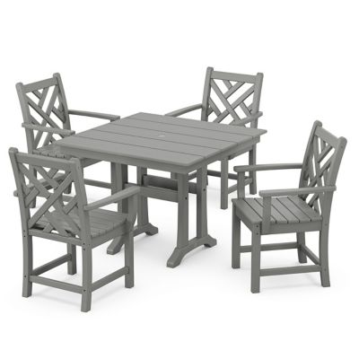 Chippendale Outdoor 5 Piece Farmhouse Trestle Arm Chair Dining Set
