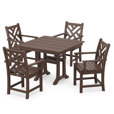 Chippendale Outdoor 5 Piece Farmhouse Trestle Arm Chair Dining Set