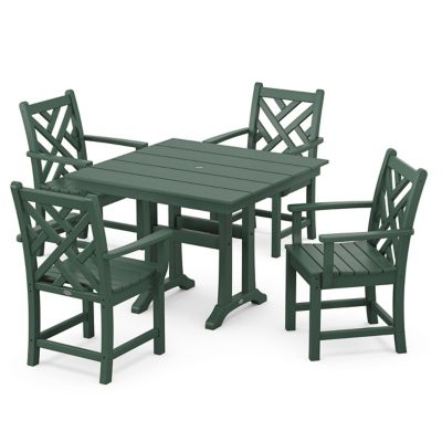 Chippendale Outdoor 5 Piece Farmhouse Trestle Arm Chair Dining Set
