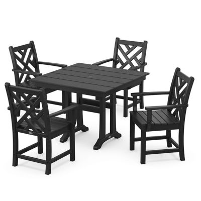 Chippendale Outdoor 5 Piece Farmhouse Trestle Arm Chair Dining Set