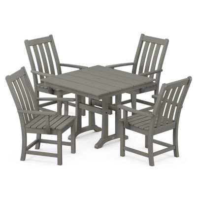 Vineyard Outdoor 5 Piece Farmhouse Trestle Arm Chair Dining Set