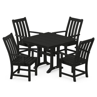 Vineyard Outdoor 5 Piece Farmhouse Trestle Arm Chair Dining Set