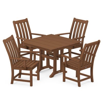 Vineyard Outdoor 5 Piece Farmhouse Trestle Arm Chair Dining Set