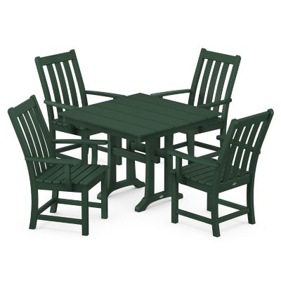 Vineyard Outdoor 5 Piece Farmhouse Trestle Arm Chair Dining Set