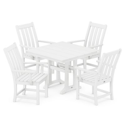 Vineyard Outdoor 5 Piece Farmhouse Trestle Arm Chair Dining Set
