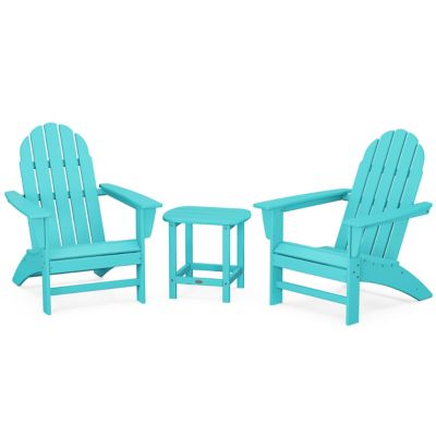 Vineyard Outdoor 3-Piece Adirondack Set with South Beach 18" Side Table