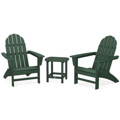 Vineyard Outdoor 3-Piece Adirondack Set with South Beach 18" Side Table