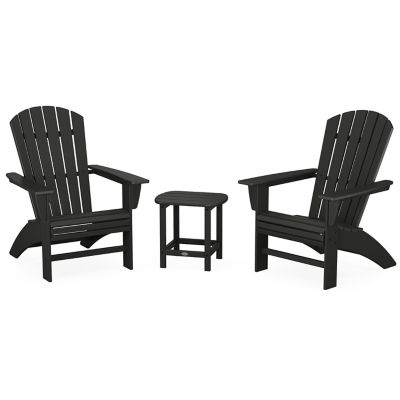 Nautical 3-Piece Outdoor Curveback Adirondack Set