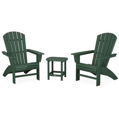 Nautical 3-Piece Outdoor Curveback Adirondack Set