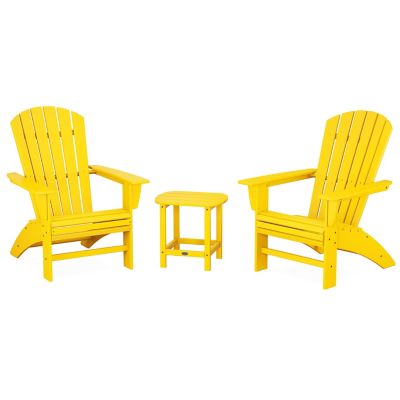 Nautical 3-Piece Outdoor Curveback Adirondack Set