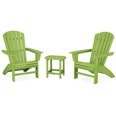 Nautical 3-Piece Outdoor Curveback Adirondack Set