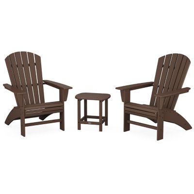 Nautical 3-Piece Outdoor Curveback Adirondack Set