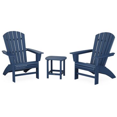 Nautical 3-Piece Outdoor Curveback Adirondack Set