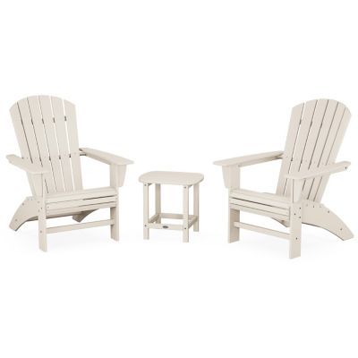 Nautical 3-Piece Outdoor Curveback Adirondack Set