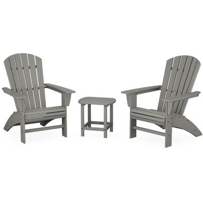 Nautical 3-Piece Outdoor Curveback Adirondack Set