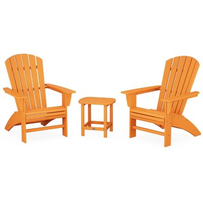 Nautical 3-Piece Outdoor Curveback Adirondack Set