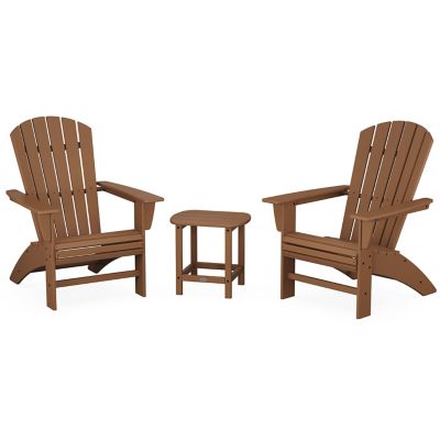 Nautical 3-Piece Outdoor Curveback Adirondack Set