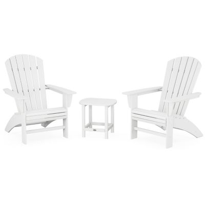 Nautical 3-Piece Outdoor Curveback Adirondack Set