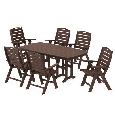 Nautical Outdoor Folding Highback Chair 7 Piece Dining Set