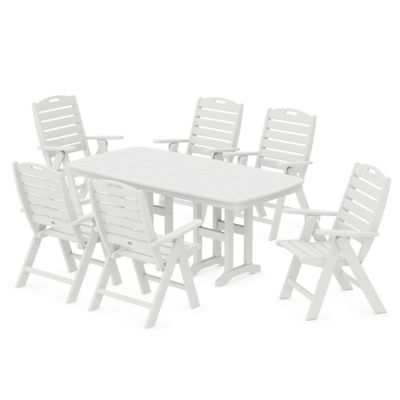 Nautical Outdoor Folding Highback Chair 7 Piece Dining Set