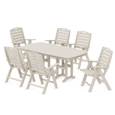 Nautical Outdoor Folding Highback Chair 7 Piece Dining Set