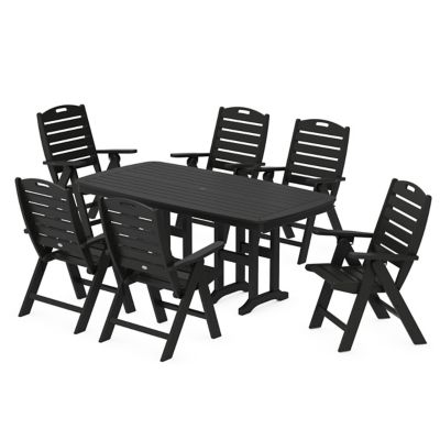 Nautical Outdoor Folding Highback Chair 7 Piece Dining Set