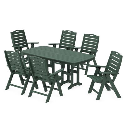 Nautical Outdoor Folding Highback Chair 7 Piece Dining Set