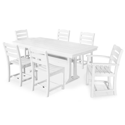 La Casa Café 7-Piece Outdoor Dining Set with Trestle Legs