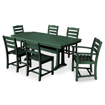 La Casa Café 7-Piece Outdoor Dining Set with Trestle Legs