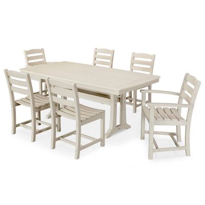 La Casa Café 7-Piece Outdoor Dining Set with Trestle Legs