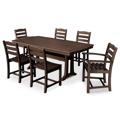 La Casa Café 7-Piece Outdoor Dining Set with Trestle Legs