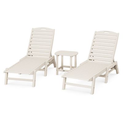 Nautical 3-Piece Outdoor Chaise Lounge Set
