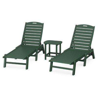 Nautical 3-Piece Outdoor Chaise Lounge Set