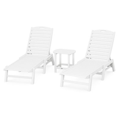 Nautical 3-Piece Outdoor Chaise Lounge Set