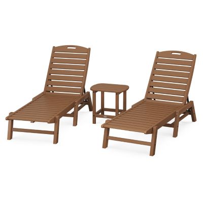 Nautical 3-Piece Outdoor Chaise Lounge Set