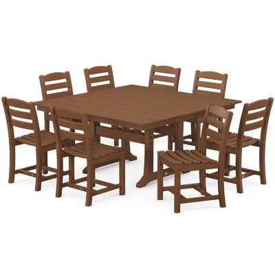 La Casa Café Outdoor 9-Piece Farmhouse Trestle Dining Set