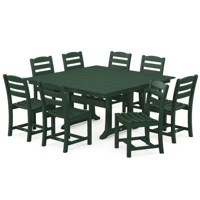 La Casa Café Outdoor 9-Piece Farmhouse Trestle Dining Set