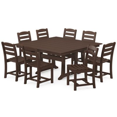 La Casa Café Outdoor 9-Piece Farmhouse Trestle Dining Set