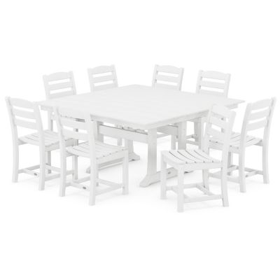 La Casa Caf&eacute; Outdoor 9-Piece Farmhouse Trestle Dining Set