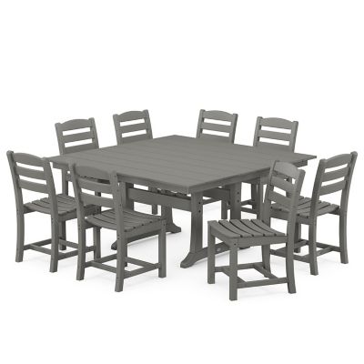 La Casa Caf&eacute; Outdoor 9-Piece Farmhouse Trestle Dining Set
