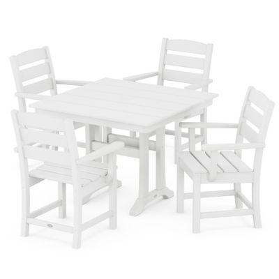 Lakeside Outdoor 5 Piece Farmhouse Trestle Armchair Dining Set