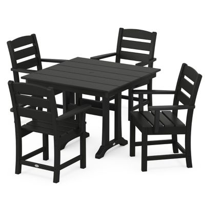 Lakeside Outdoor 5 Piece Farmhouse Trestle Armchair Dining Set
